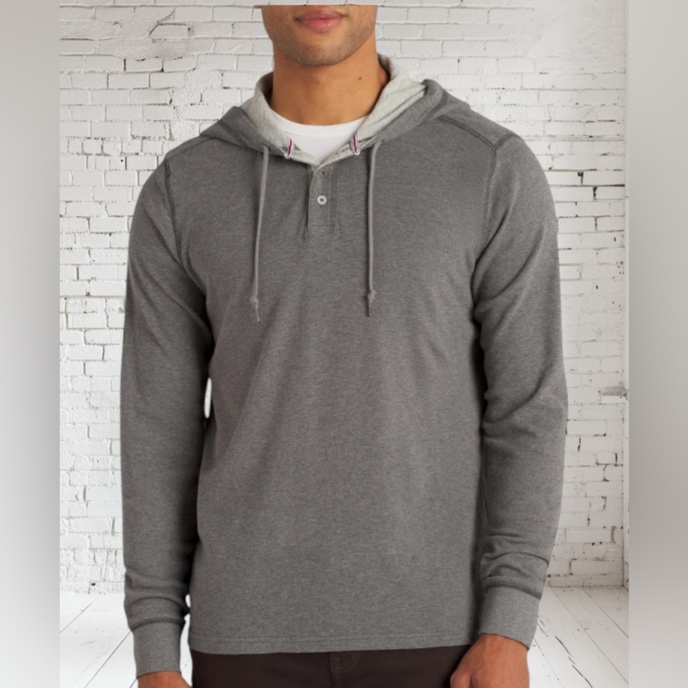Flag & Anthem Henley Hoodie NWT | Gray Thermal Soft Sporty Layer | Men’s Small